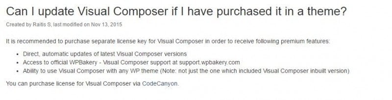 Visual Composer fee
